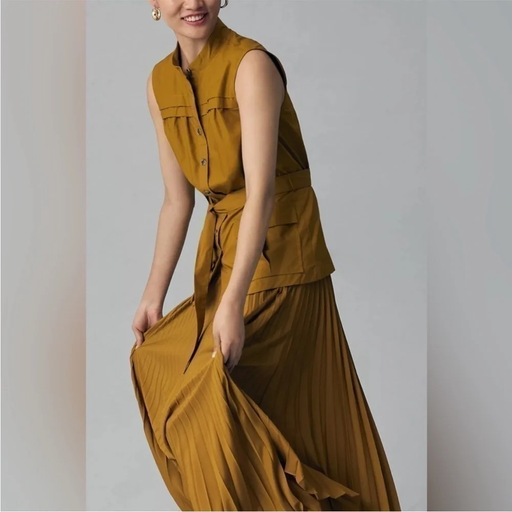 Anthropology safari pleated vest dress RARE! - Picture 2 of 8